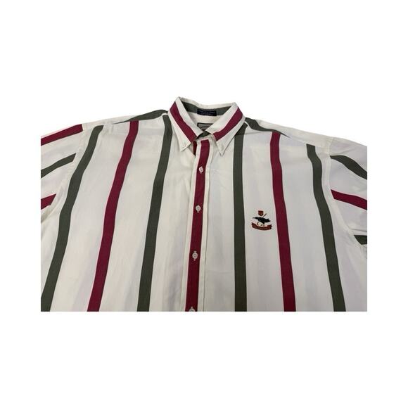 Faconnable Men's XXL 2XL White Stripe Embroidered Crest Button Up Academia - Picture 12 of 15